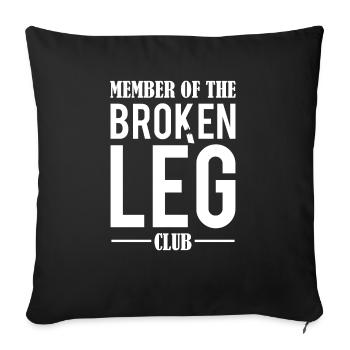 Membre du club de la jambe cassée os cassé - Housse de coussin décorative 45 x 45 cm - noir - Devant