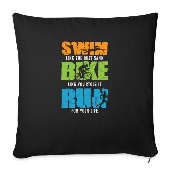 Tri Swim Bike Run - Housse de coussin décorative 45 x 45 cm - noir - Devant