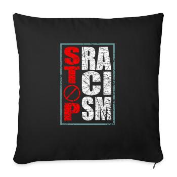 Anti-racisme - Housse de coussin décorative 45 x 45 cm - noir - Devant