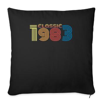 1983 vintage - Sofa pillowcase 17,3'' x 17,3'' (45 x 45 cm) - black - Front