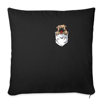 Pug pug in pocket - Sofa pillowcase 17,3'' x 17,3'' (45 x 45 cm) - black - Front