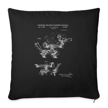Movie Camera Dolly 1940 Patent Print Shirt, Camera - Sofa pillowcase 17,3'' x 17,3'' (45 x 45 cm) - black - Front