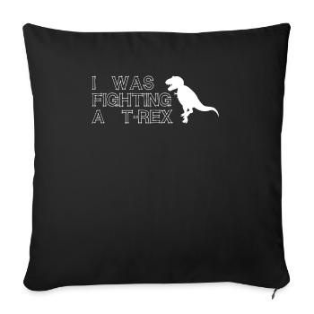 Je combattais un T-REX T-Shirt Broken Bones - Housse de coussin décorative 45 x 45 cm - noir - Devant