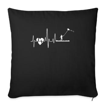 Kite flying Kite flying Heartbeat - Sofa pillowcase 17,3'' x 17,3'' (45 x 45 cm) - black - Front
