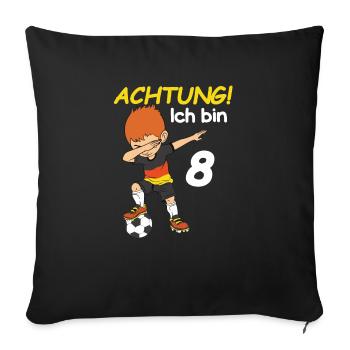 Kinder Fußball 8. Geburtstag Jungen 8 Jahre - Sofakissenbezug 45 x 45 cm - Schwarz - Vorne