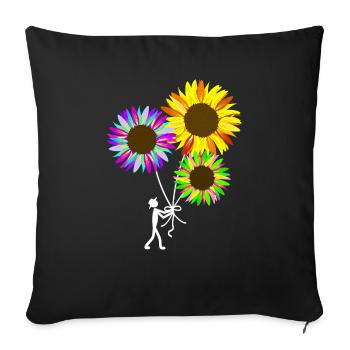 colorful sunflower bouquet - Sofa pillowcase 17,3'' x 17,3'' (45 x 45 cm) - black - Front