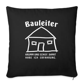 Haus Krumm und Schief damit habe ich Erfahrung - Sofakissenbezug 45 x 45 cm - Schwarz - Vorne