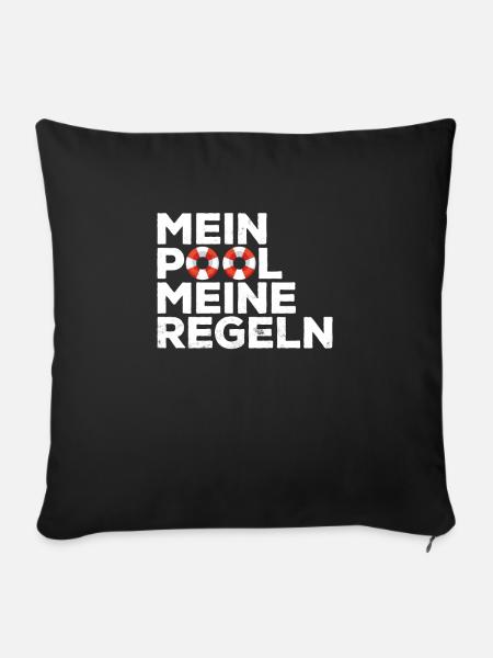 Bademeister Pool Schwimmbad Regeln Geschenk - Sofakissenbezug 45 x 45 cm - Schwarz