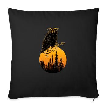 Idée cadeau mignon oiseau hibou - Housse de coussin décorative 45 x 45 cm - noir - Devant