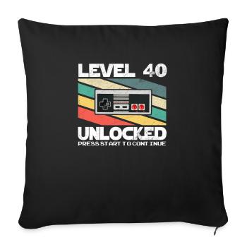 Level 40 Unlocked Video Gamer 40. Geburtstag Retro - Sofakissenbezug 45 x 45 cm - Schwarz - Vorne