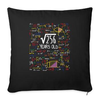 Racine carrée de 256 - 16e cadeau d'anniversaire - Housse de coussin décorative 45 x 45 cm - noir - Devant
