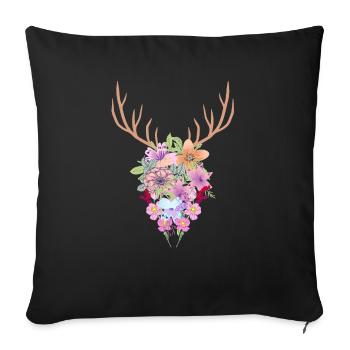 Blumen Geweih - Sofakissenbezug 45 x 45 cm - Schwarz - Vorne