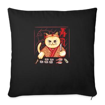 Kawaii Cat Sushi Master Sensei I Love Sushi - Sofa pillowcase 17,3'' x 17,3'' (45 x 45 cm) - black - Front