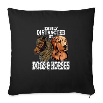 Légèrement distrait par les chiens et les chevaux - Housse de coussin décorative 45 x 45 cm - noir - Devant