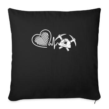 Battement de cœur de mineur mineur - Housse de coussin décorative 45 x 45 cm - noir - Devant