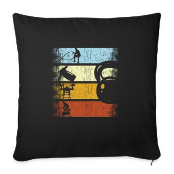 Entraînement de circuit de gymnastique de fitness rétro - Housse de coussin décorative 45 x 45 cm - noir - Devant