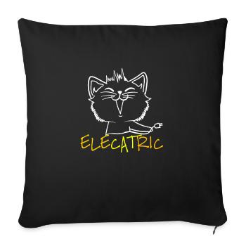 Furry cartoon cat feels so pumped up! - Sofa pillowcase 17,3'' x 17,3'' (45 x 45 cm) - black - Front