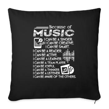 Music I Love Music - Sofa pillowcase 17,3'' x 17,3'' (45 x 45 cm) - black - Front