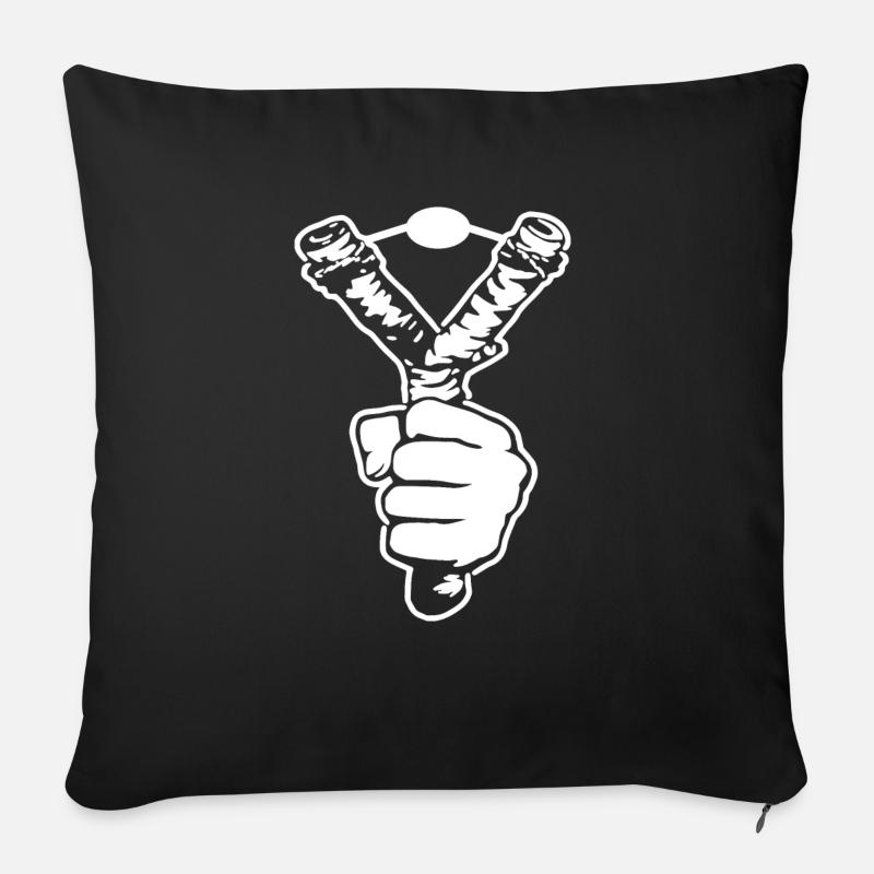 Steinschleuder Schleuder T-Shirt Geschenk - Sofakissenbezug 45 x 45 cm - Schwarz