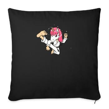 Karaté Licorne Arts martiaux High Kick - Housse de coussin décorative 45 x 45 cm - noir - Devant