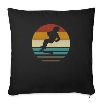 Stunt scooter stunt scooter kick scooter retro vintage - Sofa pillowcase 17,3'' x 17,3'' (45 x 45 cm) - black - Front