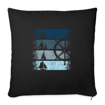 Rétro vintage voilier voilier voilier marin - Housse de coussin décorative 45 x 45 cm - noir - Devant