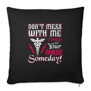 Infirmière infirmière hôpital - Housse de coussin décorative 45 x 45 cm - noir - Devant