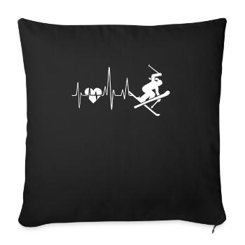 Skiing Skiing Heartbeat - Sofa pillowcase 17,3'' x 17,3'' (45 x 45 cm) - black - Front