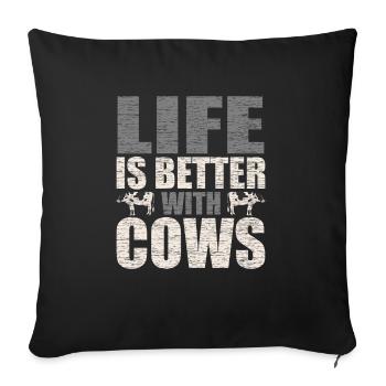 Idée cadeau vache amant vache fermier - Housse de coussin décorative 45 x 45 cm - noir - Devant