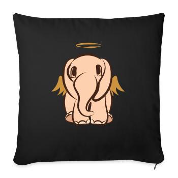 Ailes d'éléphant ange gardien enfants mignons - Housse de coussin décorative 45 x 45 cm - noir - Devant