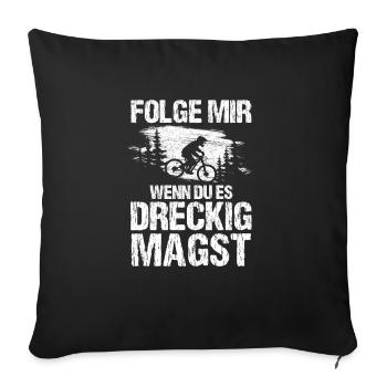 Folge mir - Mountainbike Downhill MTB - Sofakissenbezug 45 x 45 cm - Schwarz - Vorne