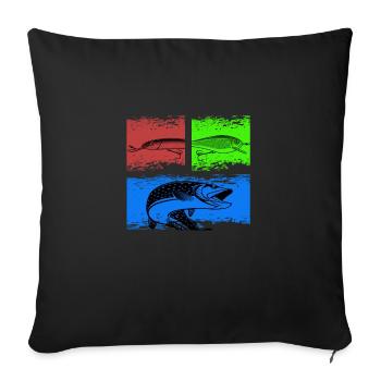Lures and pike predator fishing - Sofa pillowcase 17,3'' x 17,3'' (45 x 45 cm) - black - Front
