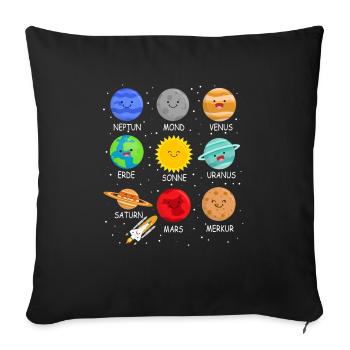 Planets Solar System Children Space Boys - Sofa pillowcase 17,3'' x 17,3'' (45 x 45 cm) - black - Front