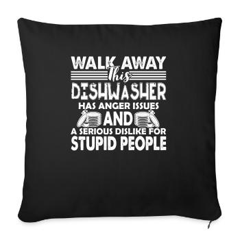 Avertissement de lave-vaisselle - Housse de coussin décorative 45 x 45 cm - noir - Devant