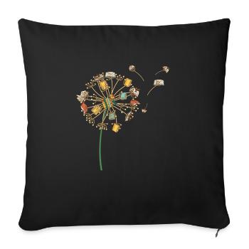 Dandelion Books Flower Fly Reading Fan - Sofa pillowcase 17,3'' x 17,3'' (45 x 45 cm) - black - Front