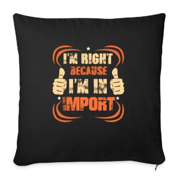 Importation département profession sort drôle cadeau - Housse de coussin décorative 45 x 45 cm - noir - Devant