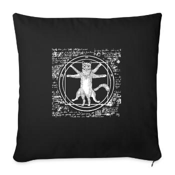 Leonardo Da Vinci Vitruve Chat Chat Cadeau - Housse de coussin décorative 45 x 45 cm - noir - Devant