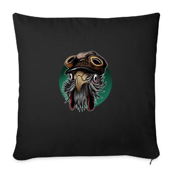 Rooster with steampunk motif - Sofa pillowcase 17,3'' x 17,3'' (45 x 45 cm) - black - Front