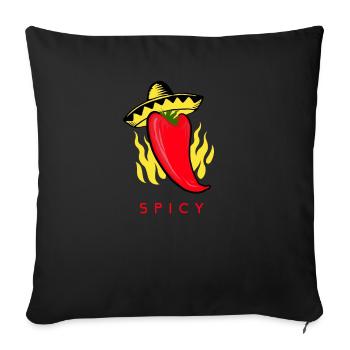 Spicy Chilli Pepper Chili Pod with Sombrero Design - Sofa pillowcase 17,3'' x 17,3'' (45 x 45 cm) - black - Front
