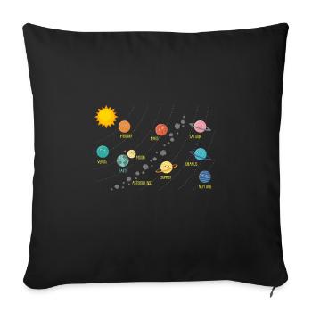 Astronomie spatiale des planètes du système solaire - Housse de coussin décorative 45 x 45 cm - noir - Devant