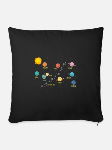 Sonnensystem Planeten Weltraum Astronomie - Sofakissenbezug 45 x 45 cm - Schwarz