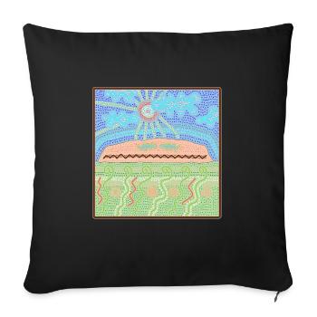 Aires Rock Autralian Aboriginal Art - Sofa pillowcase 17,3'' x 17,3'' (45 x 45 cm) - black - Front