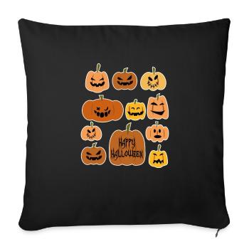 Citrouille d'Halloween heureuse pour un fan d'Halloween - Housse de coussin décorative 45 x 45 cm - noir - Devant