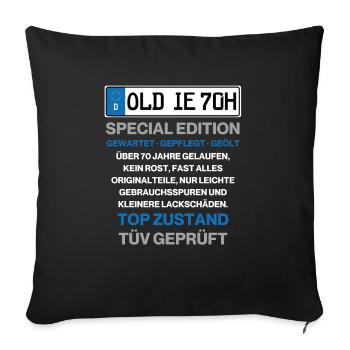 Oldie Kennzeichen 70. Geburtstag Geschenkidee - Sofakissenbezug 45 x 45 cm - Schwarz - Vorne