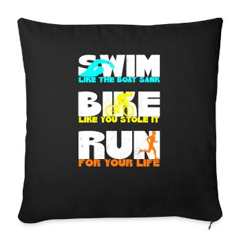 Swim Bike Run Triathlon Grunge - Housse de coussin décorative 45 x 45 cm - noir - Devant