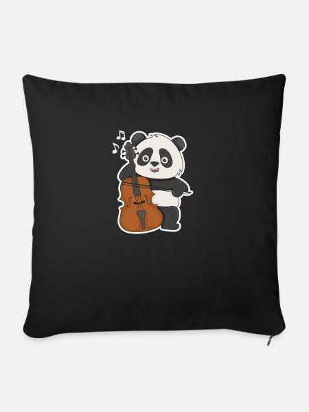 Cello Panda Design für einen Cellisten - Sofakissenbezug 45 x 45 cm - Schwarz