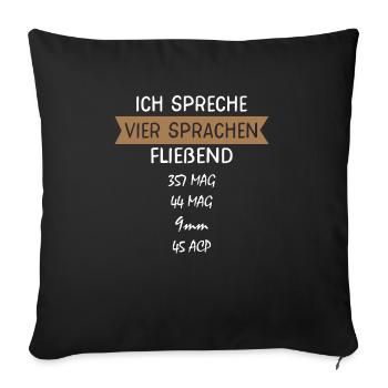 Schützenverein Schießstand Pistolen Sprachen - Sofakissenbezug 45 x 45 cm - Schwarz - Vorne