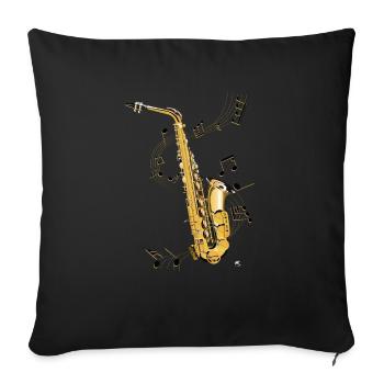 Saxophones image avec portée avec des notes musicales - Housse de coussin décorative 45 x 45 cm - noir - Devant