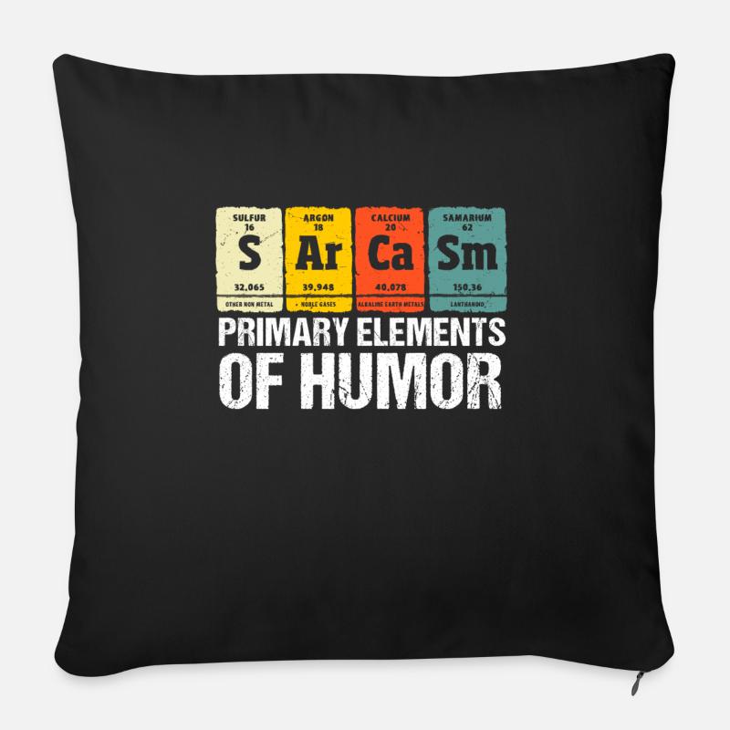 Sarcasme - Principaux éléments de l'humour - Housse de coussin décorative 45 x 45 cm - noir