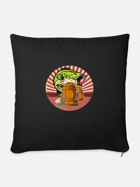 Barsch und Bier - Sofakissenbezug 45 x 45 cm - Schwarz
